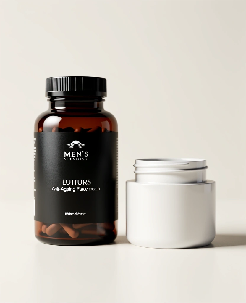 Premium lifestyle supplements and skincare bottles